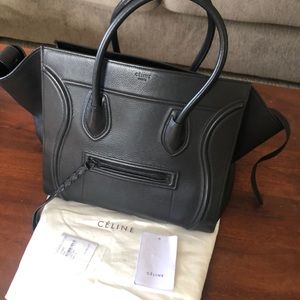Celine Black Leather Mini Luggage Tote